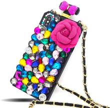 Capa colorida com strass e flor de camélia, faça você mesmo, para iphone 12 mini 11 pro xs max xr x 8 7 6 6s plus se 2024 - compre barato