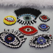 Pateches com strass feitos à mão, olhos, dedo, cervo, costura em remendo de cristal para roupas, apliques bonitos patch b155 2024 - compre barato