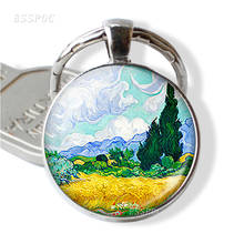 Retro Van Gogh Art Starry Night Sunflower Keychain beautiful fashion Men Women Glass Cabochon Dome Jewelry Birthday Gifts 2024 - buy cheap