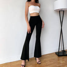 Sexy Y2K Black Solid High Waist Skinny Flare Pants Women 2021 Ruched Back Slim Fit Femme Spring Stretchy Vintage Trousers 2024 - buy cheap