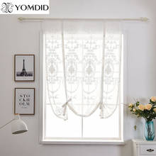 Roman Short Curtain Ribbon Curtains For Living Room Kitchen Window Cloth Europe Style Embroidered Flower Pattern Rope Curtain 2024 - buy cheap