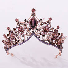KMVEXO Baroque Vintage Bronze Handmade Purple Crystal Bridal Tiaras Rhinestone Diadema Crowns Hairbands Wedding Hair Accessories 2024 - buy cheap