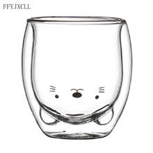 Cute Cartoon Bear Cat deer Double Layer Heat Resistant Transparent Glass Mug 280ML Coffee Tea Milk Water Cup Christmas Gift 2024 - buy cheap