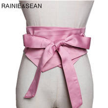 RAINIE SEAN Pink Wide Belt Women Self Tie Corset Cummerbund Female Waistbands Vintage Ladies Belts for Dress Accessories 2024 - buy cheap
