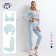 SEVEN SKIN Women Sportswear Yoga Set Workout Clothes Athletic Wear Gym Fitness Leggings Sport Bra Crop Top Long Sleeve Yoga Suit 2024 - buy cheap
