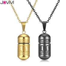Jovivi Stainless Steel Openable Buddha Word Bullet Pendant Cremation Memorial Urn Ash Pendant Necklace Jewelry 24" Gold Black 2024 - buy cheap