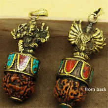 Amuletos de Ganesh, colgantes de latón dorado con múltiples manos, amuletos de Ganesh tibetano, Rudraksha Bodhi, TBP665 2024 - compra barato
