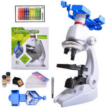Microscope Kit Lab LED 100X-400X-1200X Home School Science Educational Toy Gift Refined Biological Microscope For Kids Child 2024 - купить недорого