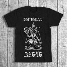 Camiseta satânica não hoje jesus masculino algodão preto S-2XL 2024 - compre barato