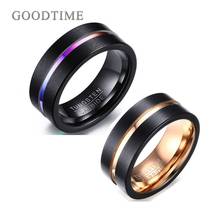 Trendy Tungsten Carbide Rings Wedding Bands For Men Wedding Party Jewelry Engagement Ring Tungsten Men's Color Stripe Ring 2024 - buy cheap