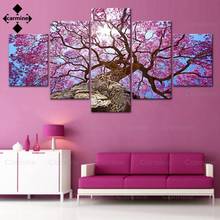 Cuadro de arte de pared de cerezo Rosa hermoso, pintura en lienzo de estilo moderno, póster e impresión, imagen nórdica para decoración del hogar, 5 piezas 2024 - compra barato