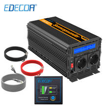 EDECOA DC 24V to AC 220V 2000w modified sine wave power inverter with LCD display remote control 5V 2.1A USB off grid inverter 2024 - buy cheap