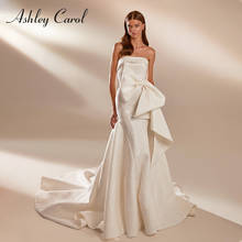 Ashley Carol Mermaid Wedding Dress 2022 Glamorous Strapless Lace Bride Detachable Bow Sashes Sleeveless Vintage Bridal Gown 2024 - buy cheap