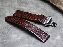Cozy Watchband Brown black 16mm 18mm 19mm 20mm 21mm 22mm Real Leather Watch Band Alligator Round Pattern thin Watch Strap Belt 2024 - buy cheap