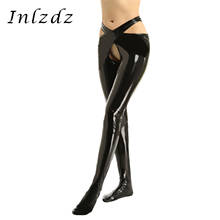 Womens Erotic Lingerie Open Crotch Legging Pants Patent Leather Trousers Pants with Waistband Crotchless Underwear for Nightwear 2024 - buy cheap