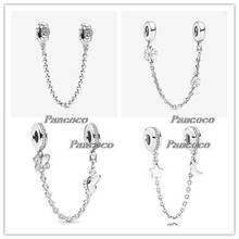 925 Sterling Silver Bead Charm Two Decorative Butterflies Safety Chain Beads Fit Pandora Bracelet & Necklace Jewelry 2024 - buy cheap