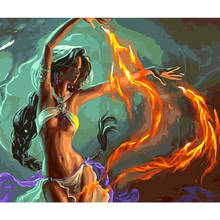 AMTMBS Girl Fire Magic Fantasy DIY Painting By Numbers Drawing On Canvas HandPainted Pictures By Numbers Home Wall Art Decor 2024 - buy cheap