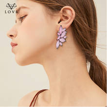 LOVR 2019 New Women's Fashion Crystal Stud Vintage Rhinestone Multicolor Glass Earrings for Women Resin Metal Leaf Ear Jewelry 2024 - buy cheap