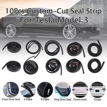 Front /Rear Door Truck AB Pillar Soundproof Rubber Weather Seal Strip Noise Reduction Door Seal  For Tesla Model 3 10Pcs / set 2024 - buy cheap