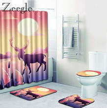 Bathroom Curtain Bath Mat Set Deer Printed Bathroom Doormat Shower Mat Absorbent Toilet Pedestal Rug Soft Decoration Toilet Rug 2024 - buy cheap