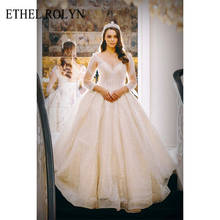 Etheel ROLYN-vestido de novia de corte en A, prenda de vestir de manga larga con cuello en V y cuentas delicadas, con espalda descubierta y cordones, estilo Vintage de princesa, 2021 2024 - compra barato
