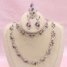 Luxury Silver 925  Jewelry Sets For Women Multi Color Zircon Earrings Bracelet Pendant Necklace Ring Wedding Jewelry 2024 - buy cheap