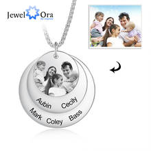 JewelOra Personalized Engraved Name Necklace with Custom Family Photo Stainless Steel 3 Layers Round Disc Pendant Gift for Women 2024 - buy cheap
