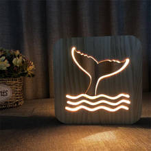 Luz LED de noche de madera creativa, Luminaria de cola de ballena, lámpara de moda para decoración del hogar, dormitorio, lámpara de mesa, regalo para niños y amigos 2024 - compra barato