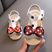 Sandalias de verano para niños y niñas, zapatos de goma con lazo de Minnie, princesa 2024 - compra barato