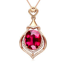 Luxo 3 quilates de cristal vermelho rubi pedras preciosas diamante pingente colares para mulher 18k rosa cor ouro gargantilha jóias vintage bijoux 2024 - compre barato