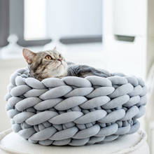 Soft Pet Bed Handmade Knit Puppy House Detachable Washable Kitten Basket Comfortable Warm Sleeping Nest Cave for Small Dogs Cats 2024 - buy cheap