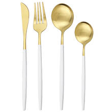 16Pcs/24Pcs/32Pcs Gold Matte Dinnerware Cutlery Set Stainless Steel Flatware Set Dessert Spoon Dinner Set Kitchen Tableware 2024 - buy cheap
