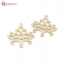 (38567)10PCS 21MM Champagne Gold Color Brass Lotus Flower Connect Charms Pendants High Quality Jewelry Making Supplies 2024 - buy cheap