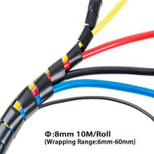 Dia 8MM-Length 10M Spiral Cable Wrap Spiral Wire Wrap Cord for Computer Electrical Wire Organizer Sleeve Hose RoHS Black white 2024 - buy cheap