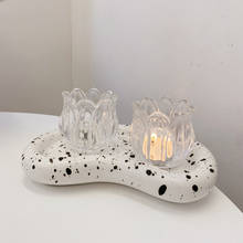 Castiçal de vidro para decorações de casamento, candelabros romântico, estilo nórdico, suporte de velas rústico 2024 - compre barato