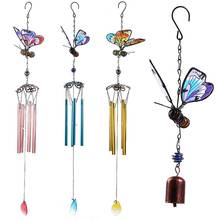 Exquisite Colorful Butterfly Shape Hanging Pendant Wind Chimes With Bell/Tube Indoor Outdoor Porch Balcony Garden Decor 2024 - buy cheap