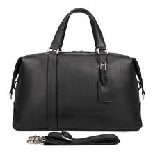 Saco de viagem de couro macio preto bolsa de viagem weekender saco de bagagem de grande capacidade de bolsas de homem sacos para voos 2024 - compre barato