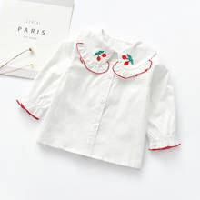 Блузка для маленьких девочек, весна-осень 2020, детская одежда, топы для девочек, белая блузка для малышей, милая детская рубашка, Блузы для детей 18 мес.-7 лет 2024 - купить недорого