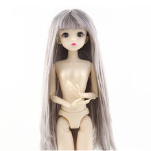 30cm 20 Movable Jointed Dolls Toy 1/6 Female Naked Nude Body 3D Eyes Doll With Long Curls Hair Toys for Girls Gifts 2024 - buy cheap