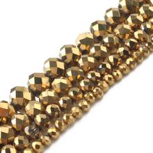 Cuentas de cristal austriaco chapado en oro facetado, cuentas espaciadoras de Rondelle para la fabricación de joyas, accesorios de pulsera Diy, 4/6/8/10/12mm 2024 - compra barato