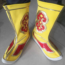 Yellow Sun wukong Cosplay Boots Swordsman Shoes Chinese Hanfu Shoes For Adults And Children Vintage Long Boots Monkey King Wear 2024 - buy cheap