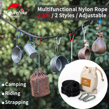 Naturehike corda de náilon multifuncional ajustável, 2.8m, corda de reforço ultraleve de nylon para acampamento ao ar livre, fita de 2 estilos 2024 - compre barato