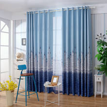 Blackout Cartoon Blue Printed Castle Curtains For Kids Room Children's Bedroom Window Drapes Custom Made 2024 - buy cheap