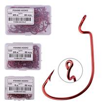 50pcs High-carbon Steel Fishing Hooks with Box 6#-5/0# Crank Red Hook Pesca for Worm Bait Soft Lure Fishing Tackle Accessories 2024 - buy cheap