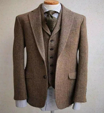 Trajes de estilo italiano para hombre, Trajes clásicos de espiga de lana Vintage, tres piezas, dos botones, solapa de muesca, 2020 2024 - compra barato