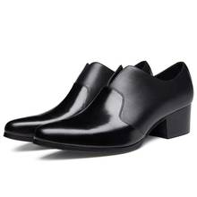 Sapatos de salto alto masculinos couro legítimo, calçados elegantes para trabalho, salto alto, estilo profissional, para casamento 2024 - compre barato