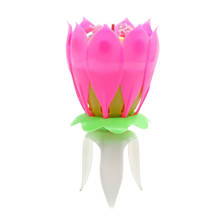 Cake Decoration Lotus Flower Festival Music Birthday Cake Candles Musical Lotus Rotating Party Gift 2024 - compre barato
