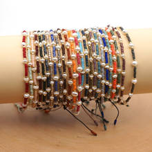 Go2boho-Pulsera de perlas finas MIYUKI hecha a mano, pulseras simples Vintage con cuentas de cristal delicadas para mujer, Pulsera ajustable Bohemia, joyería 2024 - compra barato