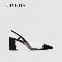 LUPINUS-Sandalias de tacón cuadrado plateadas para mujer, calzado elegante, transparente, para primavera y verano, 2021 2024 - compra barato