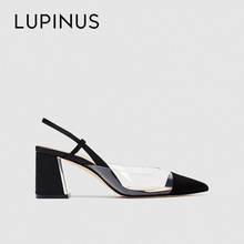 LUPINUS 2021New Spring/Summer Women Sandals Fashion Transparent Sandals For Women Chic Silver Square Heel Women High Heel 2024 - buy cheap